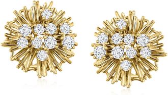 Ross-Simons Lab-Grown Diamond Sunburst Earrings in 18kt Gold Over Sterling