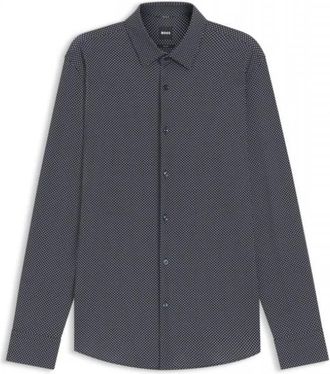 HUGO BOSS P-Hank-S-K-261 Shirt - Heren - Zakelijke Overhemden - Blauw - 2XL - Leer - Overhemden