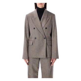 Loulou Studio Blazers, female, Gray, Size: S Taupe Melange Wool Jacket Aw25