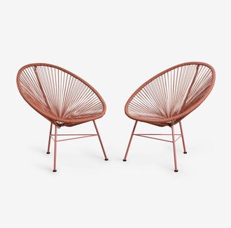 Sklum Pack De 2 Sillones De Jard&iacute;n En Acero Y Mimbre Sint&eacute;tico New Acapulco Sklum