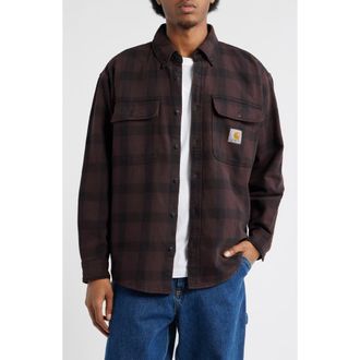 Carhartt Work in Progress Edmands Plaid Cotton Twill Button-Down Shirt in Edmands Check Natural at Nordstrom, Size Xx-Large