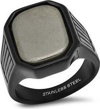 HMY Jewelry Mens Two-Tone Stainless Steel Ring in Black Multi at Nordstrom Rack, Size 7