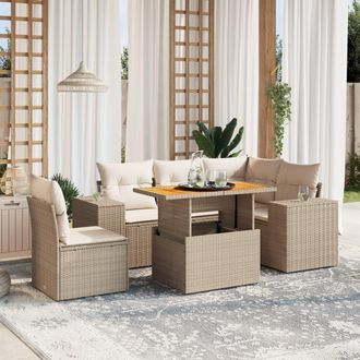 vidaXL Vidaxl - Set Divano Da Giardino 6 Pz Con Cuscini Beige In Polyrattan