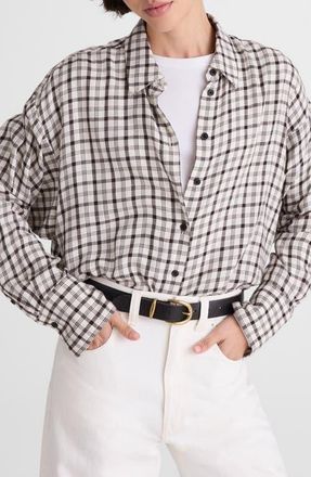 Madewell Heathered Flannel Dolman Button-Up Shirt in Antique Cream at Nordstrom, Size Xx-Small