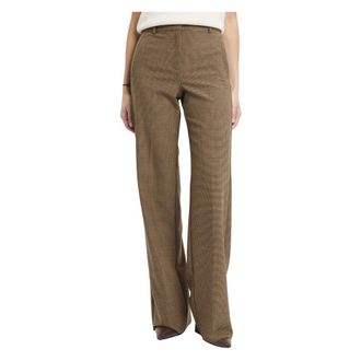 Marella Straight Wool-Blend Trousers - female - Marella - Wide Trousers - Brown - 2XS - Trousers