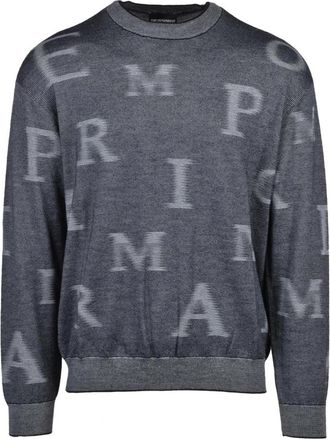 Emporio Armani Maglioncino Girocollo - Heren - Ronde hals truien - Grijs - 2XL - Wol - Truien & Vesten