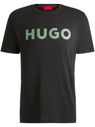 HUGO BOSS Katoenen T-shirt met logoprint - Zwart