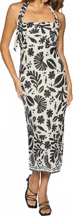 Lost + Wander Tropical Bliss Midi Dress In Off White & Black