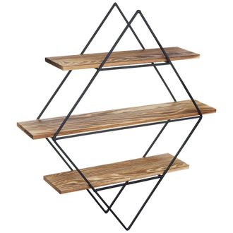 Hhg Nunca Usado] Estante De Pared Hhg 842, Estante Colgante, Dise&ntilde;o Industrial, Madera Aut&eacute;ntica 60x55x12cm, Marr&oacute;n