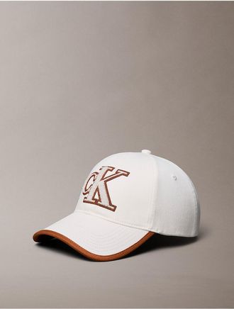 Calvin Klein Womens Textured Monogram Baseball Cap - Open White