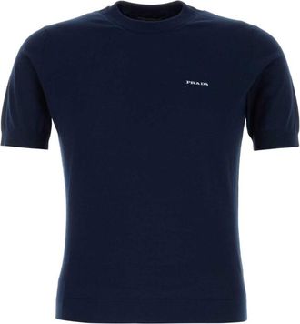 Prada Navy Blue Logo Sweaters