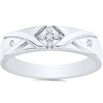 Pompeii3 Mens Diamond Cross Ring 14K White Gold Size Selectable