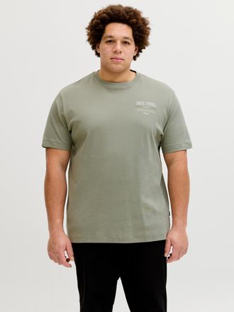 Jack & Jones Plus Size T-Shirt JJEURBAN EDGE STUDIO TEE SS SN PLS, Herren, Gr. 4XL, vetiver, Jersey, Obermaterial: 100% Baumwolle, JACK & JONES PLUSSIZE, bedruckt, relaxed f
