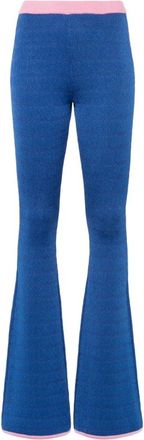 Bally Blauwe Gebreide Flared Broek - Dames - Wijde Broeken - Blauw - M - Broeken