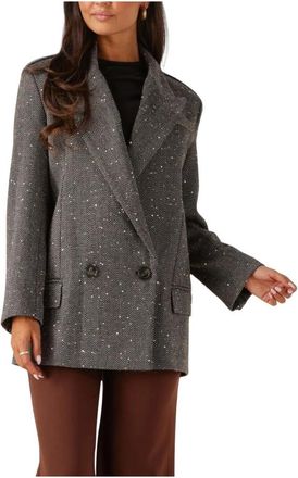 Access Fashion Access Fashion, Jassen, Dames, Grijs, S, Polyester, Bruine Blazer voor Stijlvolle Vrouwen
