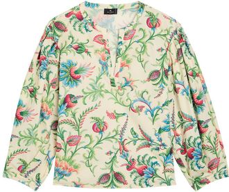 Etro Floral-print Cotton-poplin top - Multicoloured 1 - 44 (UK12 / M)