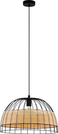 Eglo L&aacute;mpara Colgante Eglo Anwick Forma Esf&eacute;rica &Oslash; 50 Cm. Sal&oacute;n Y Comedor. Estilo Retro Y Vintage. Acero Y Rat&aacute;n. Color Negro Y Natural