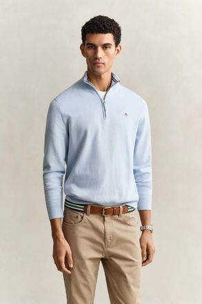 GANT Men Classic Cotton Half-Zip Sweater (XXXL) FRESH BLUE