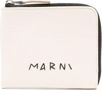Marni logo-embroidered leather wallet - men - Calf Leather - One Size - White