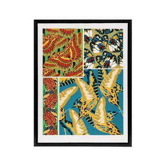 Artery8 Vintage Butterflies Bright Pattern Framed Canvas Wall Art Print Seguy | Size: W24 x H32