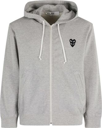 Comme Des Gar&ccedil;ons Double Black Emblem Sweatshirt - Heren - Vesten met rits - Grijs - S - Hoodies & sweatvesten