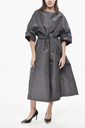 Super Blond Silk Organza Kaftan With Belt Super Blond