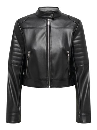 Only Lederimitatjacke ONLY ONLSARAMY FAUX LEATH MOTO JACKET CC OTW, Damen, Gr. XS (34), schwarz, Web, Obermaterial: 100% Polyester, unifarben, regular fit,