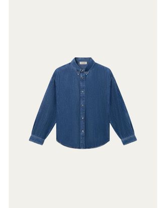 Frame Denim Mens Denim Classic Fit Button-Down Shirt