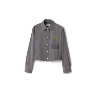 Miu Miu Cropped Chambray Shirt, Woman, Grey, Size 38