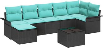 vidaXL Conjunto De Sof&aacute; De Jard&iacute;n 8 Uds. Negro Rat&aacute;n Sint&eacute;tico Vidaxl