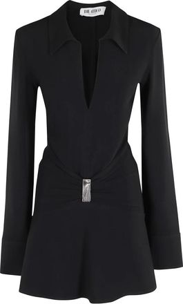 The Attico Zwarte Mini Jurk met Diepe V-Hals - Dames - Korte kleedjes - Zwart - S - Kleedjes