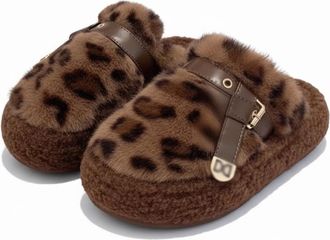 Generic Womens Fuzzy Scuff Slippers Soft Comfy Memory Foam Non-slip Indoor House Shoes Warm Winter Bedroom Shoes (Brown,4.5)