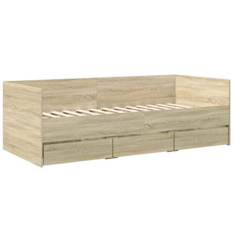 vidaXL Sof&aacute; Cama Con Cajones Sin Colch&oacute;n Roble Sonoma 90x190 Cm Vidaxl