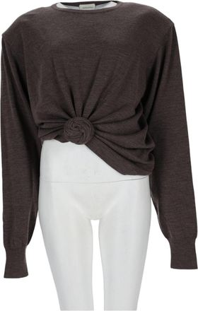 Magda Butrym Gathered Knot Long-Sleeve Wool Top