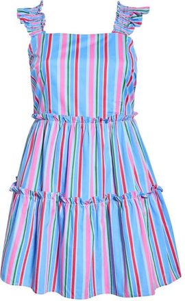 Sugarlips Cabina Floral Ruffle Tiered Cotton Mini Sundress in Pink-Blue-Green at Nordstrom, Size 1X
