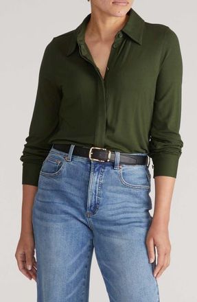 Universal Standard Elbe Button-Up Shirt in Coratina Green at Nordstrom, Size Xxx-Large