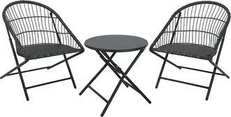 Ambiance Mesita 45 Cm &43 2 Sillones Plegables Conjunto, Conjunto Mesita 45 Cm &43 2 Sillones Plegablesideal Para Balc&oacute;n O Terrazatotalmente Plegable-sillas Pa