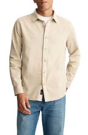 Mavi Cotton & Linen Button-Up Shirt in Peyote at Nordstrom, Size Xx-Large
