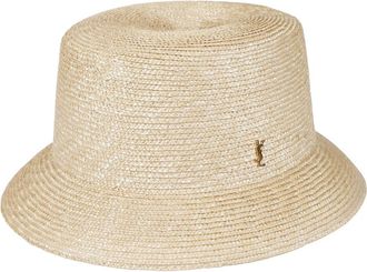 Saint Laurent Maglina Straw Bucket Hat - Dames - Accessoires - Beige - Maat: 57 CM