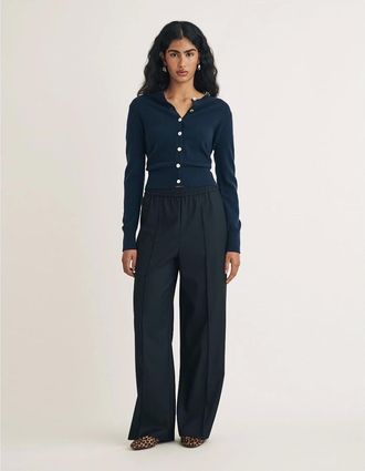 Nobody's Child Womens James Solid Wide Leg Trousers - Black - Size: 14/30in