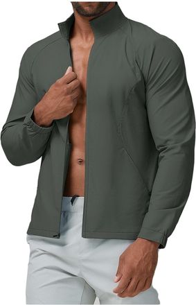 Generic Mens Track Jackets Lightweight Full-Zip Casual Coat Workout Running Athletic Active Jacket With Pockets (Gray,XL)