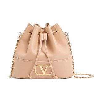 Valentino Tassen, Dames, Roze, ONE Size, Leer, VLogo Signature Mini Bucket Bag