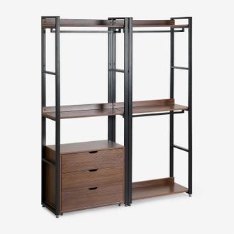 Sklum Armario Modular Abierto De 2 Piezas Con Cajones En Acero Y Madera Ariaster Sklum
