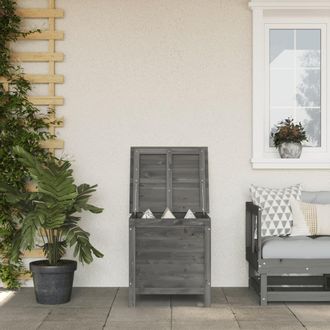 Berkfield Home Garden Storage Box Anthracite 50x49x56.5 cm Solid Wood Fir in Black