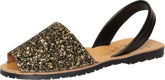 Avarcashop Avarcas Womens Genuine Leather Summer Sandals Glitter Espandrillos Menorquinas Menorca Sandals (Black Gold Mix, EU Shoe Size System, Adults, Women, Nu