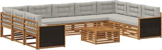 vidaXL Conjunto De Sof&aacute;s De Exterior 10 Uds. Natural Y Gris Claro Vidaxl