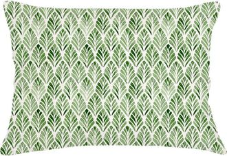 Anaya with Love Green Geo Palm Velvet Pillow with Down Insert at Nordstrom, Size 14X40