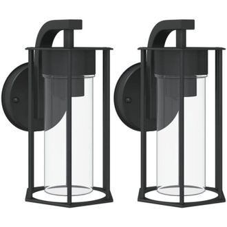 vidaXL Outdoor Wall Lights 2pcs Black Stainless Steel Vidaxl