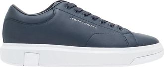 A|X Armani Exchange Action Leather Sneakers - Heren - Sneakers - Blauw - 41 EU - Leer - Schoenen