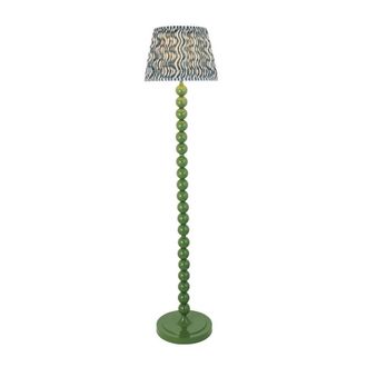 Netlighting Higgledy Gloss Green Floor Lamp Blue Fabric Ripple Shade 35cm E27